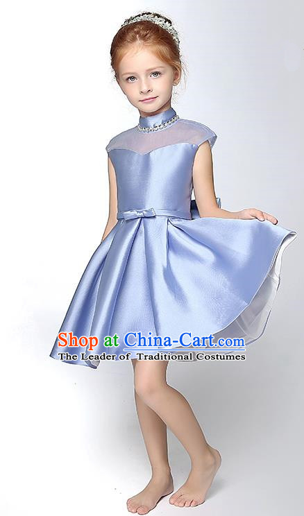 Top Compere Performance Catwalks Costume Children Chorus Red Dress with Wings Modern Dance Princess Short Red Bubble Dress for Girls Kids