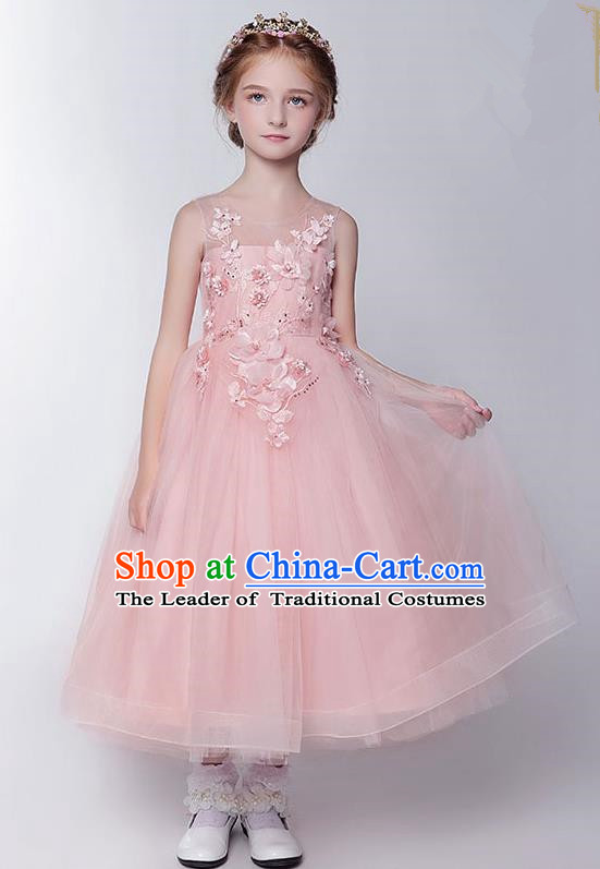 Top Compere Performance Catwalks Costume Children Chorus Red Dress with Wings Modern Dance Princess Short Red Bubble Dress for Girls Kids