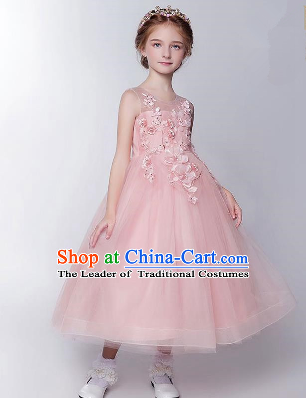Top Compere Performance Catwalks Costume Children Chorus Red Dress with Wings Modern Dance Princess Short Red Bubble Dress for Girls Kids