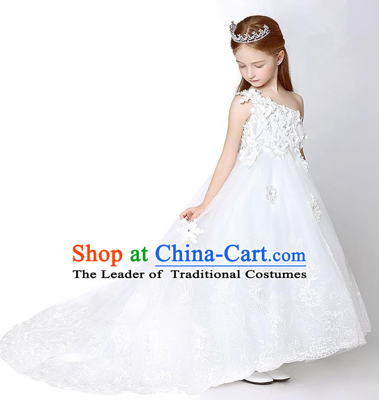 Top Compere Performance Catwalks Costume Children Chorus Red Dress with Wings Modern Dance Princess Short Red Bubble Dress for Girls Kids