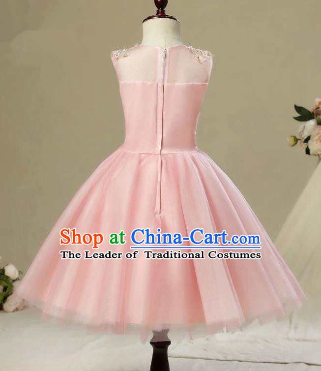 Top Compere Performance Catwalks Costume Children Chorus Red Dress with Wings Modern Dance Princess Short Red Bubble Dress for Girls Kids