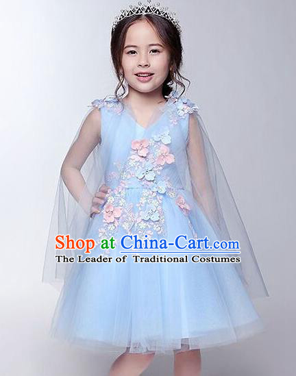 Top Compere Performance Catwalks Costume Children Chorus Red Dress with Wings Modern Dance Princess Short Red Bubble Dress for Girls Kids