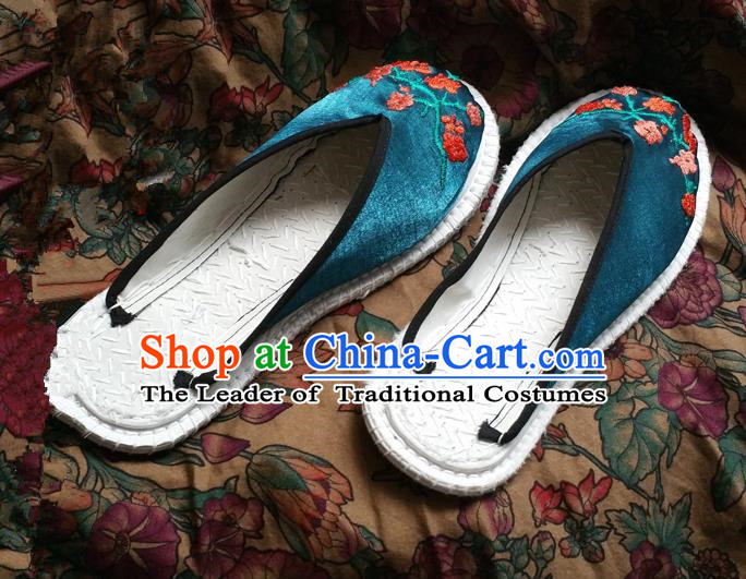 Asian Chinese Shoes Wedding Shoes Green Embroidered Slippers, Traditional China Opera Shoes Hanfu Shoes Embroidered Shoes