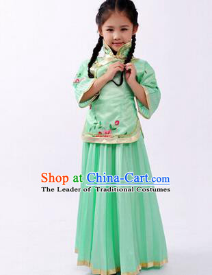Traditional Ancient Chinese Nobility Lady Green Costume, Asian Chinese Republic of China Embroidered Clothing for Women