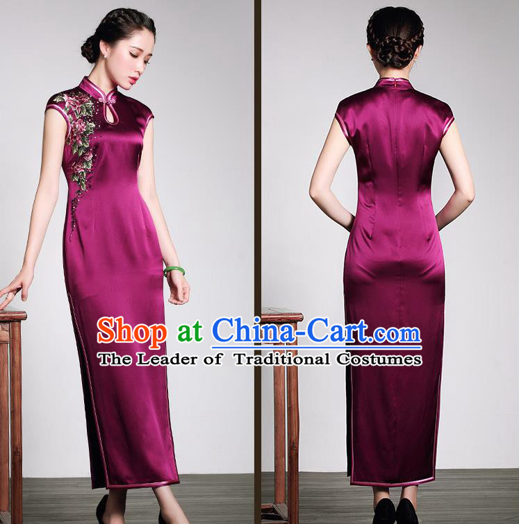Traditional Ancient Chinese Young Women Cheongsam Dress Republic of China Tangsuit Stand Collar Blouse Dress Tang Suit Clothing for Women