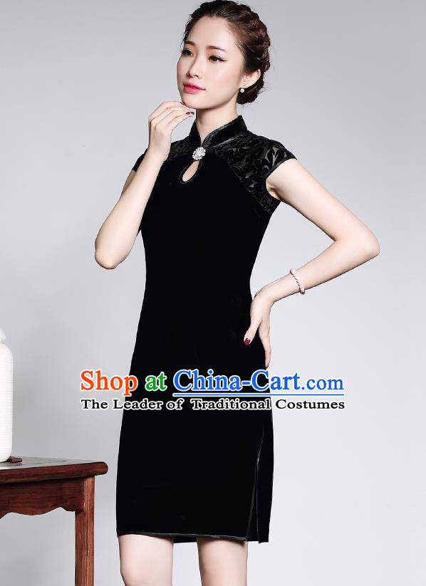 Traditional Ancient Chinese Young Women Cheongsam Dress Republic of China Tangsuit Stand Collar Blouse Dress Tang Suit Clothing for Women