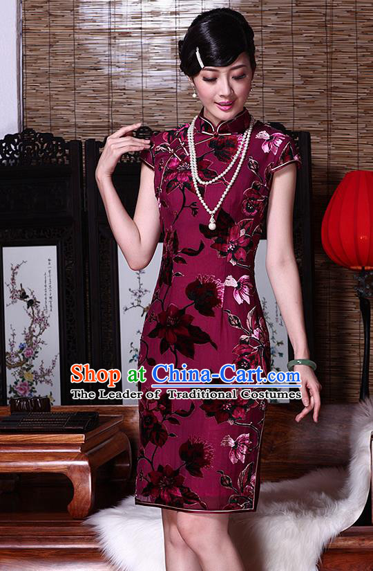 Traditional Ancient Chinese Young Women Cheongsam Dress Republic of China Tangsuit Stand Collar Blouse Dress Tang Suit Clothing for Women