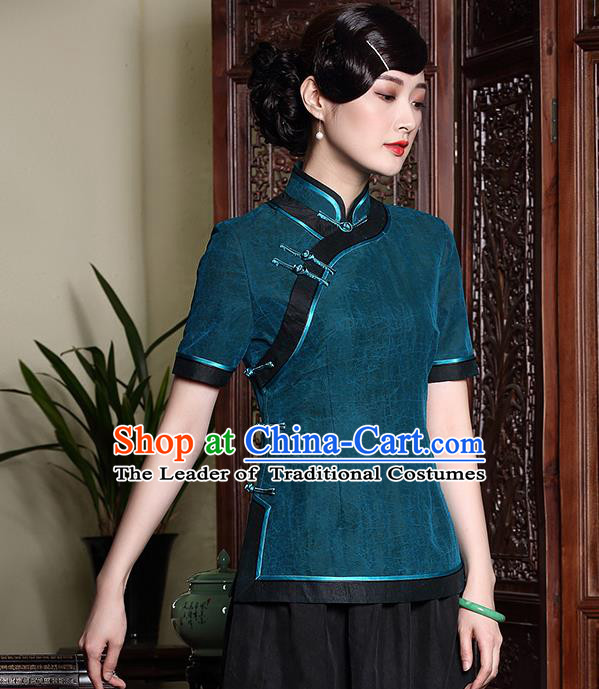 Traditional Ancient Chinese Young Women Cheongsam Dress Republic of China Tangsuit Stand Collar Blouse Dress Tang Suit Clothing for Women