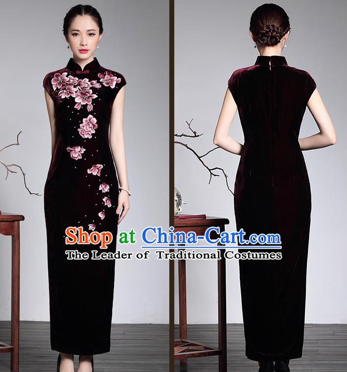 Traditional Ancient Chinese Young Women Cheongsam Dress Republic of China Tangsuit Stand Collar Blouse Dress Tang Suit Clothing for Women