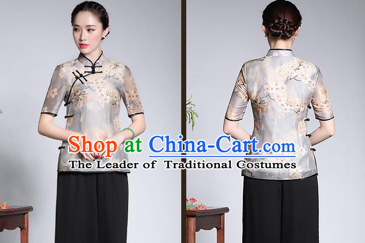 Traditional Ancient Chinese Young Women Cheongsam Dress Republic of China Tangsuit Stand Collar Blouse Dress Tang Suit Clothing for Women