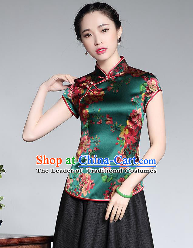 Traditional Ancient Chinese Young Women Cheongsam Dress Republic of China Tangsuit Stand Collar Blouse Dress Tang Suit Clothing for Women