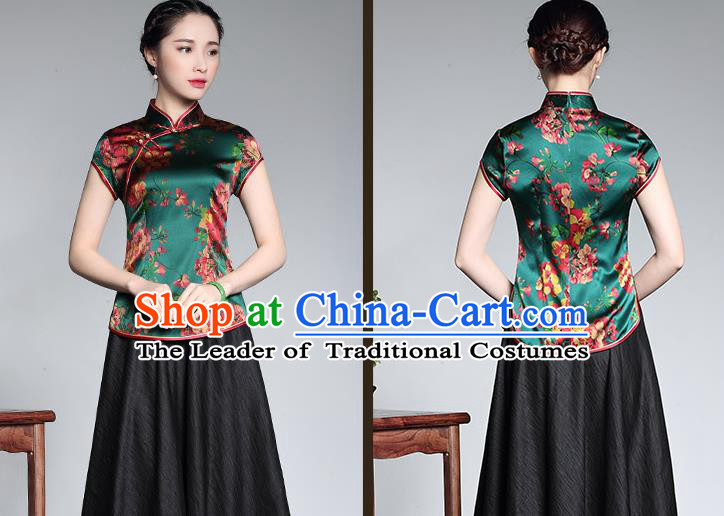 Traditional Ancient Chinese Young Women Cheongsam Dress Republic of China Tangsuit Stand Collar Blouse Dress Tang Suit Clothing for Women
