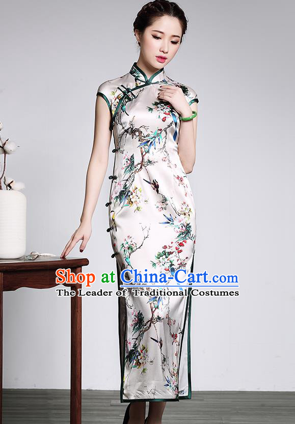 Traditional Ancient Chinese Young Women Cheongsam Dress Republic of China Tangsuit Stand Collar Blouse Dress Tang Suit Clothing for Women