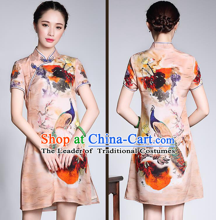 Traditional Ancient Chinese Young Women Cheongsam Dress Republic of China Tangsuit Stand Collar Blouse Dress Tang Suit Clothing for Women