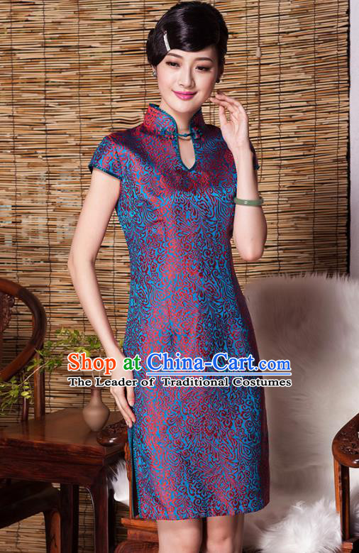 Traditional Ancient Chinese Young Lady Red Silk Cheongsam, Republic of China Qipao Tang Suit Dress for Women