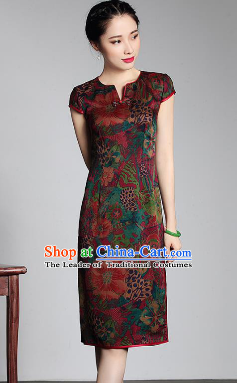 Traditional Ancient Chinese Young Lady Retro Watered Gauze Cheongsam, Asian Republic of China Qipao Tang Suit Dress for Women
