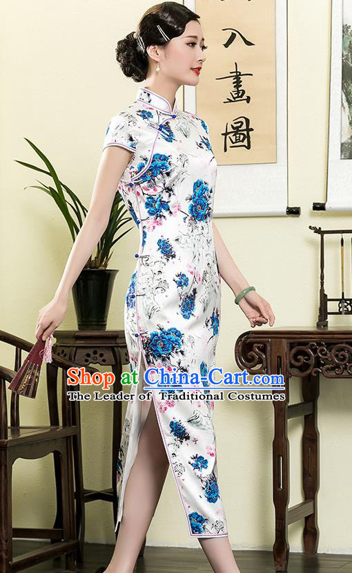 Traditional Ancient Chinese Young Women Cheongsam Dress Republic of China Tangsuit Stand Collar Blouse Dress Tang Suit Clothing for Women