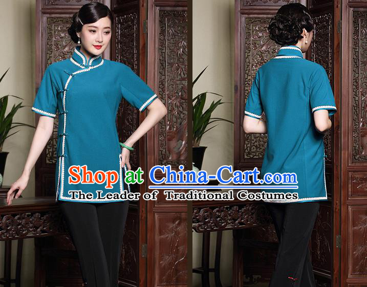 Traditional Ancient Chinese Young Women Cheongsam Dress Republic of China Tangsuit Stand Collar Blouse Dress Tang Suit Clothing for Women