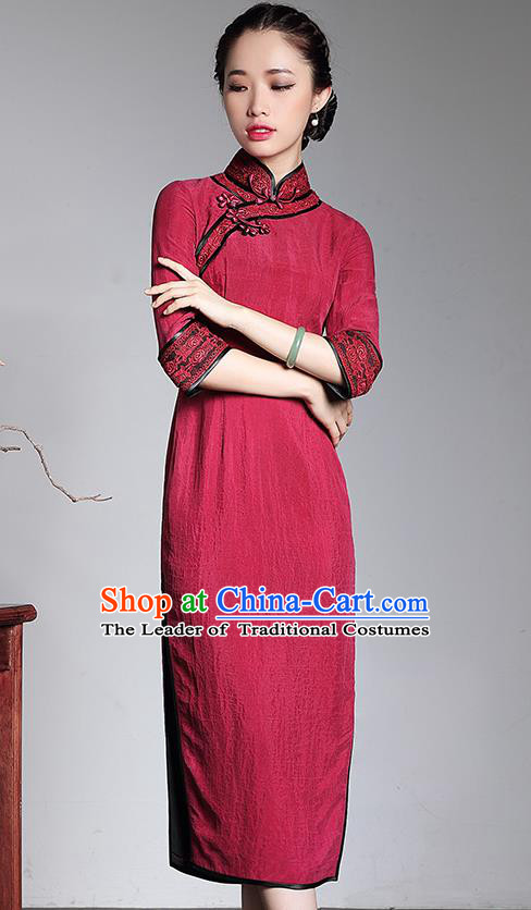 Traditional Ancient Chinese Young Women Cheongsam Dress Republic of China Tangsuit Stand Collar Blouse Dress Tang Suit Clothing for Women