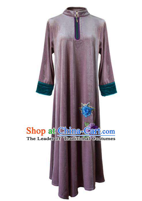 Traditional Ancient Chinese Young Women Cheongsam Dress Republic of China Tangsuit Stand Collar Blouse Dress Tang Suit Clothing for Women