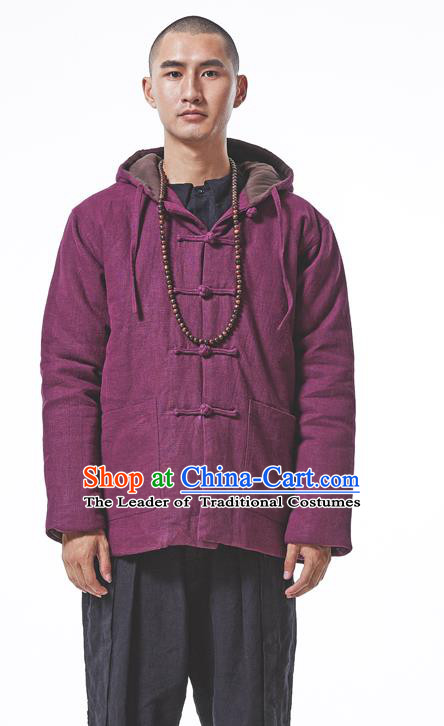 Asian China National Costume Red Cotton-padded Jacket, Traditional Chinese Tang Suit Plated Buttons Coat Clothing for Men