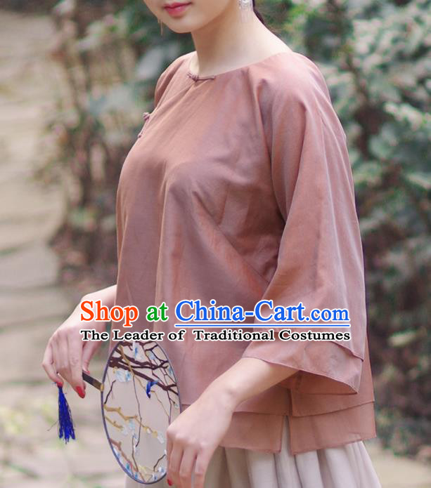 Asian China National Costume Red Silk Hanfu Blouse, Traditional Chinese Tang Suit Upper Outer Garment Clothing for Women