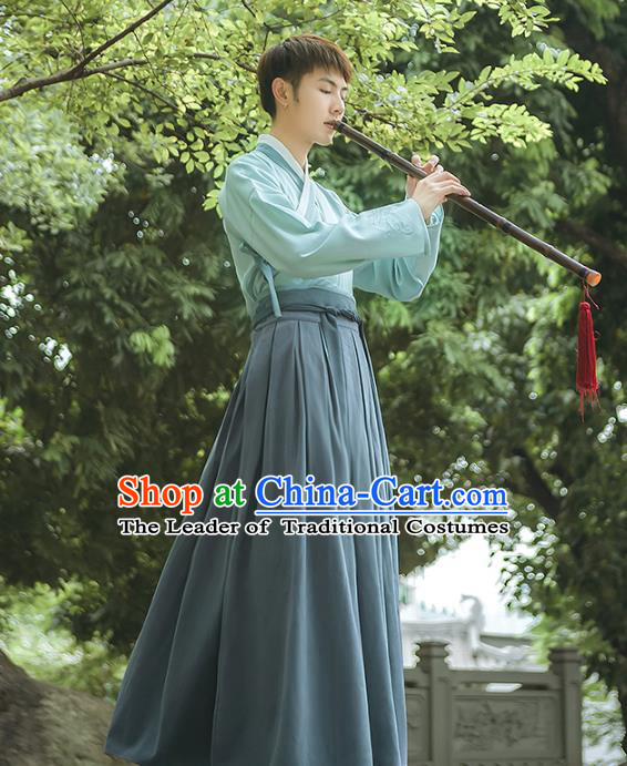 Traditional Chinese Qin Dynasty Swordsman Embroidered Costume, Asian China  Ancient Assassin Clothing for Men