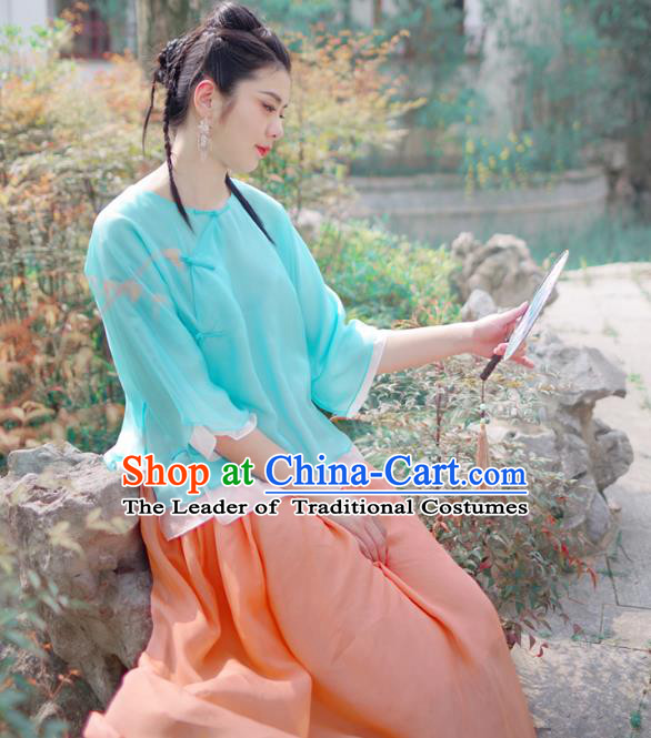 Traditional Ancient Chinese Young Women Cheongsam Dress Republic of China Tangsuit Stand Collar Blouse Dress Tang Suit Clothing for Women