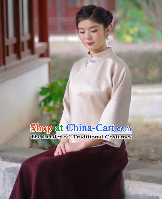 Traditional Ancient Chinese Young Women Cheongsam Dress Republic of China Tangsuit Stand Collar Blouse Dress Tang Suit Clothing for Women