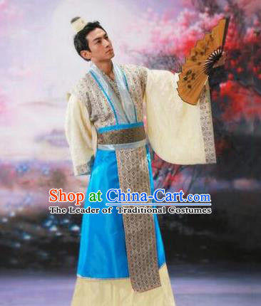 Traditional Ancient Chinese Prince Hanfu Costume, Asian Chinese Han Dynasty Nobility Childe Clothing for Men