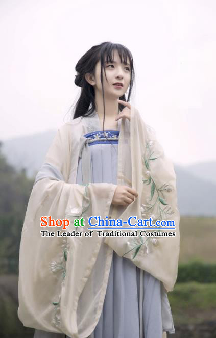 Traditional Ancient Chinese Palace Lady Hanfu Costume Embroidered Dress, Asian China Tang Dynasty Imperial Princess Clothing for Women