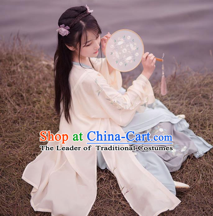 Traditional Ancient Chinese Palace Lady Hanfu Costume Embroidered Blouse and Pants, Asian China Song Dynasty Princess Dress Clothing for Women