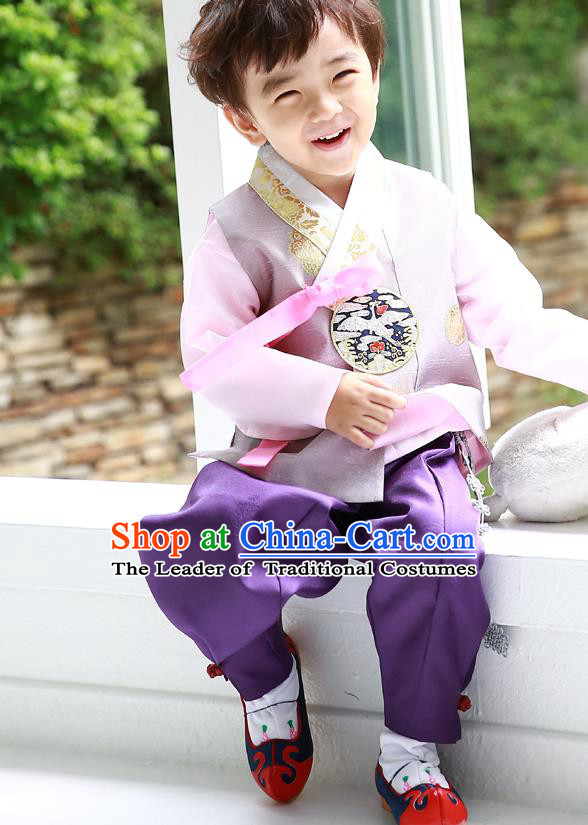 Asian Korean Traditional Handmade Formal Occasions Costume Prince Embroidered Hanbok Clothing for Boys