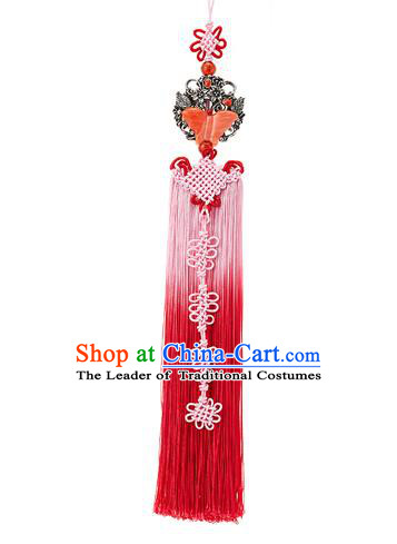 Korean National Belts Accessories Bride Wedding Hanbok Pink Butterfly Tassel Waist Pendant, Asian Korean Waist Decorations for Women
