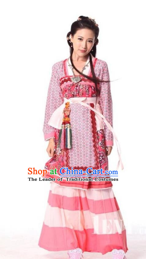 Traditional Chinese Southern and Northern Dynasties Young Lady Swordswomen Embroidered Costume