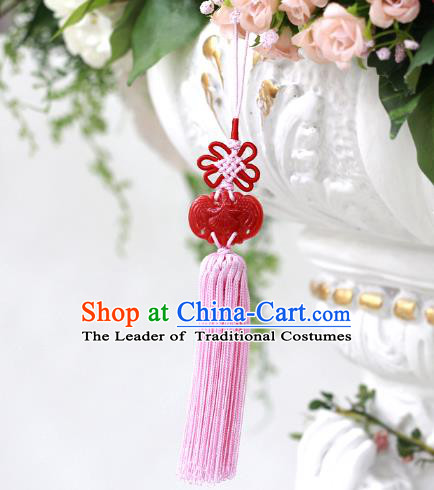 Asian Korean Hanbok Butterfly Red Jade Tassel Waist Decorations, Korean National Belts Accessories Wedding Bride Waist Pendant for Women