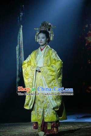 Traditional Chinese Southern and Northern Dynasties Imperial Empress Costume, Chinese Ancient Queen Embroidered Tailing Clothing for Women