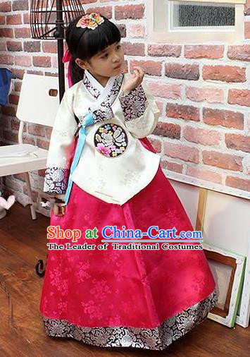 Traditional Korean Handmade Hanbok Embroidered Costume, Asian Korean Apparel Hanbok Embroidery Bride Clothing for Girls