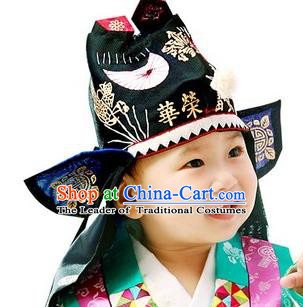 Traditional Korean Hair Accessories Palace Prince Embroidery Hats, Asian Korean National Fashion Children Tiger Head Imitation Cap Headwear for Boys