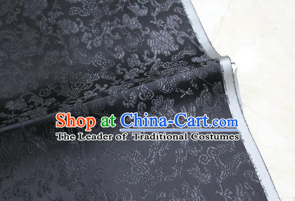 Chinese Traditional Ancient Costume Palace Dragons Pattern Mongolian Robe Black Brocade Tang Suit Fabric Hanfu Material