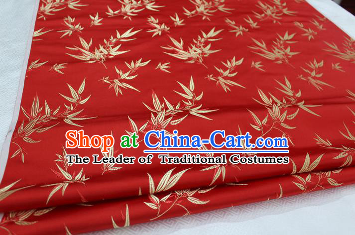 Chinese Traditional Palace Bamboo Pattern Tang Suit Cheongsam Red Brocade Fabric, Chinese Ancient Costume Hanfu Material