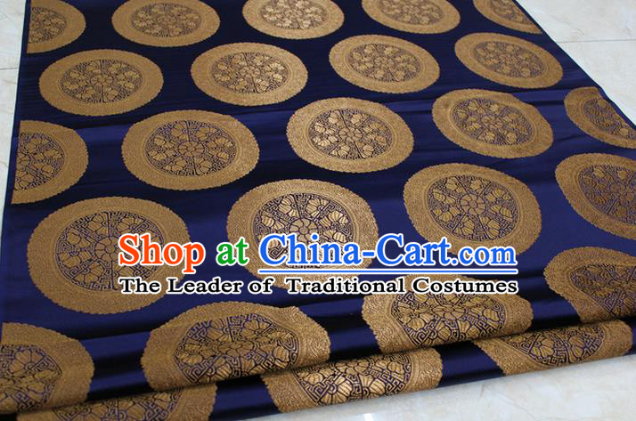 Chinese Traditional Ancient Costume Palace Pattern Mongolian Robe Navy Brocade Tang Suit Fabric Hanfu Material