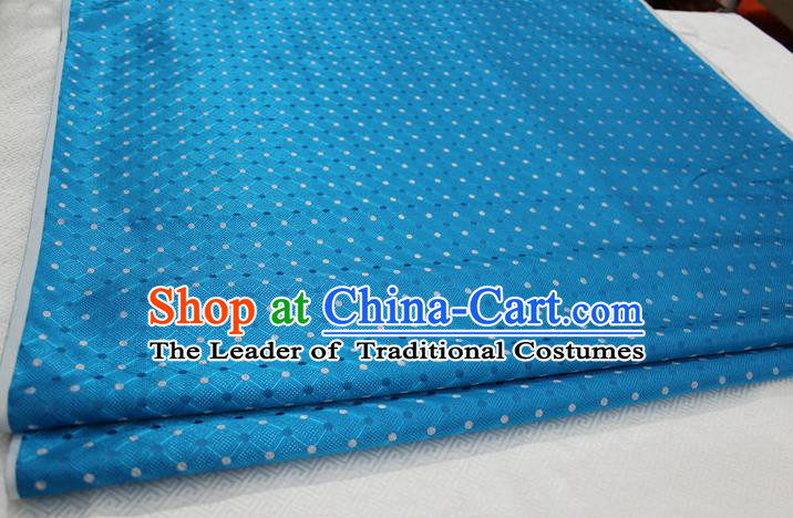 Chinese Traditional Ancient Costume Palace Pattern Mongolian Robe Cheongsam Blue Brocade Tang Suit Fabric Hanfu Material
