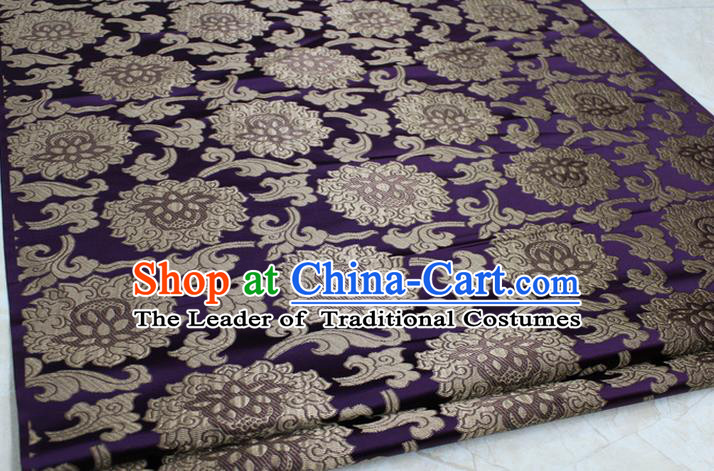Chinese Traditional Ancient Costume Palace Lotus Pattern Mongolian Robe Purple Brocade Tang Suit Fabric Hanfu Material