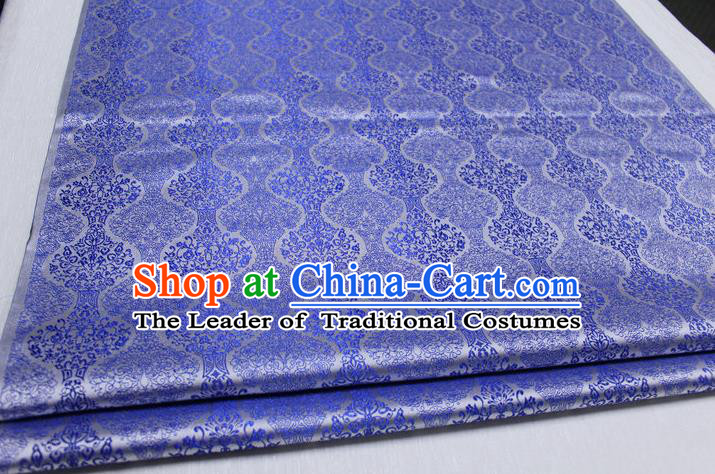 Chinese Traditional Ancient Costume Palace Pattern Cheongsam Mongolian Robe Blue Brocade Tang Suit Fabric Hanfu Material