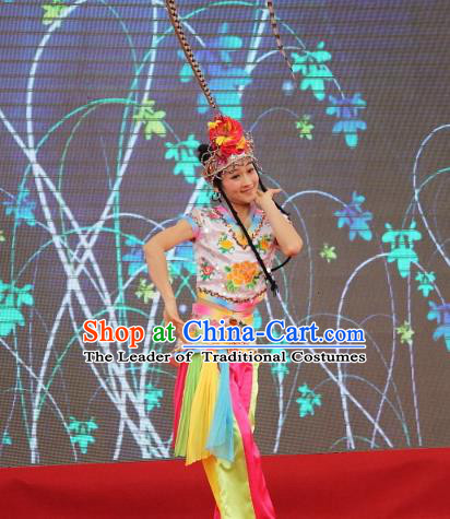 Traditional Chinese Mongol Nationality Dance Costume, Mongols Folk Dance Embroidery Clothing for Kids