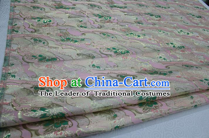 Chinese Traditional Ancient Costume Palace Pattern Kimono Cheongsam Pink Brocade Tang Suit Satin Fabric Hanfu Material