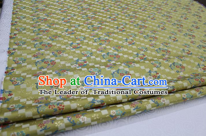 Chinese Traditional Ancient Costume Palace Pattern Cheongsam Yellow Brocade Tang Suit Satin Fabric Hanfu Material