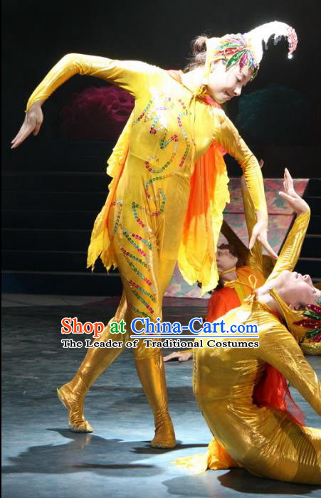 Traditional Chinese Yangge Fan Chicken Dance Costume, Folk Dance Drum Dance Uniform Yangko Clothing for Kids