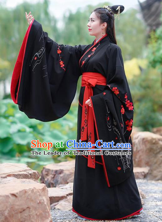 Traditional Chinese Ancient Han Dynasty Palace Lady Imperial Princess Hanfu Embroidered Clothing for Women